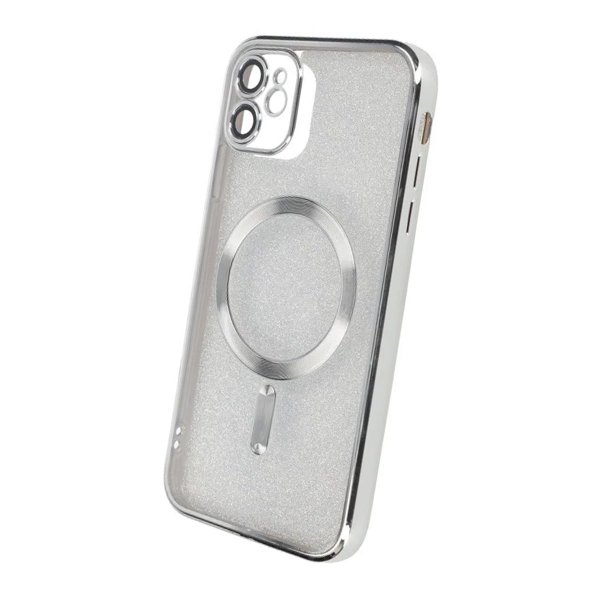 iPhone 11 Cover Glitter Transparent MagSafe Sølv