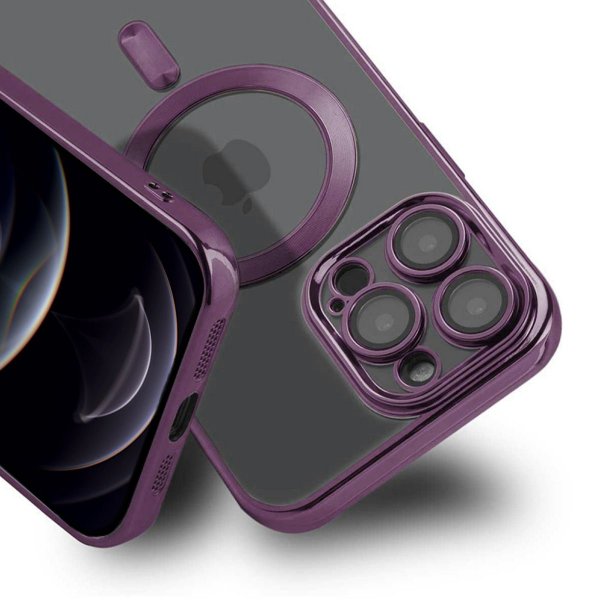 iPhone 12 Pro Max Cover Glimmer Transparent MagSafe Lilla