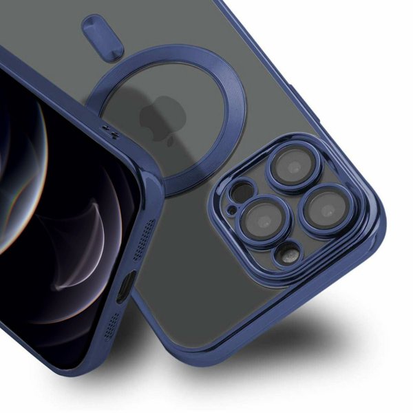 iPhone 12 Pro Max Cover Glitter Gennemsigtig MagSafe Blå