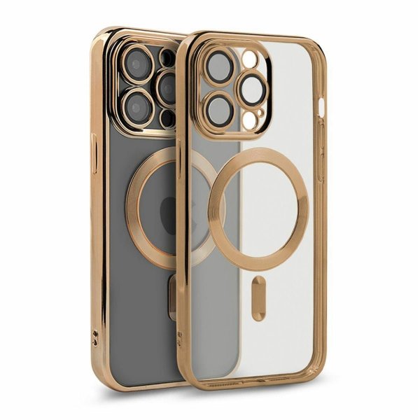 iPhone 15 Pro Max Cover Glitter Gennemsigtig MagSafe Guld