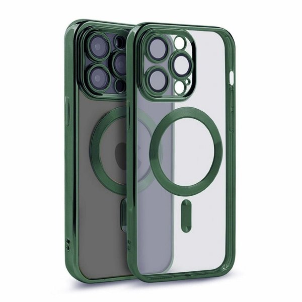 iPhone 15 Pro Max Cover Glitter Transparent MagSafe Grøn