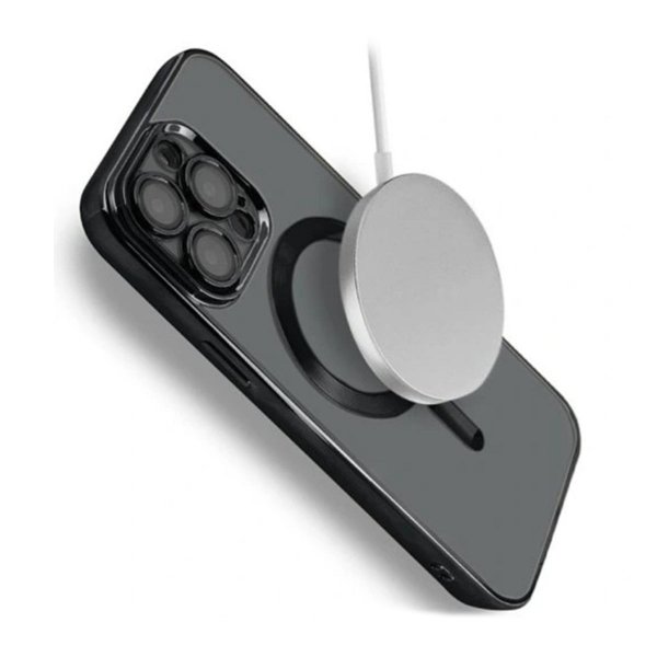 iPhone 15 Pro Max Cover Glimmer Gennemsigtig MagSafe Sort