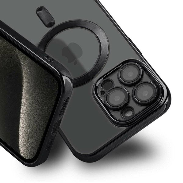 iPhone 15 Pro Max Cover Glimmer Gennemsigtig MagSafe Sort