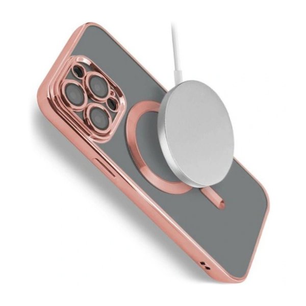 iPhone 15 Pro Cover Glitter Gennemsigtig MagSafe Pink