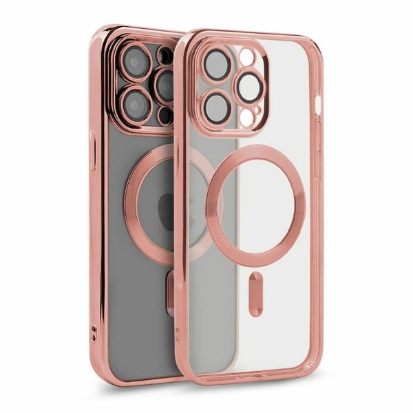 iPhone 15 Pro Cover Glitter Gennemsigtig MagSafe Pink
