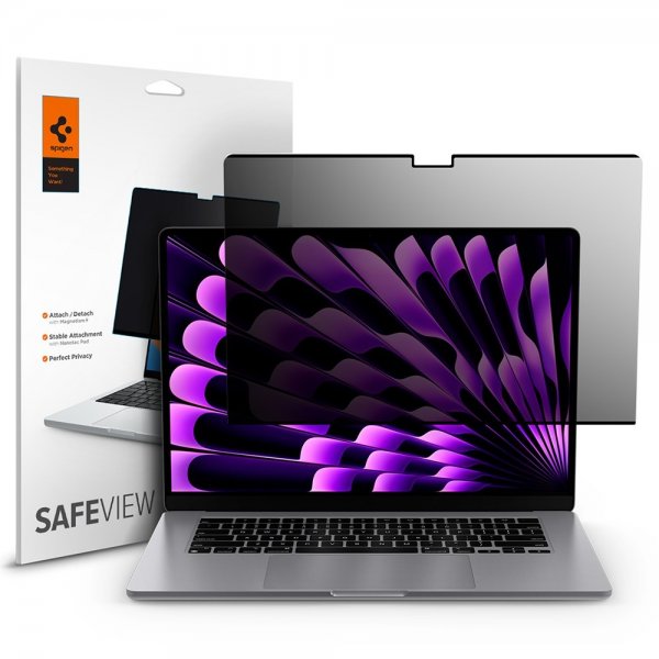 Spigen MacBook Air 15 M2 (A2941)/M3 (A3114) Skærmbeskytter Safe View Privacy