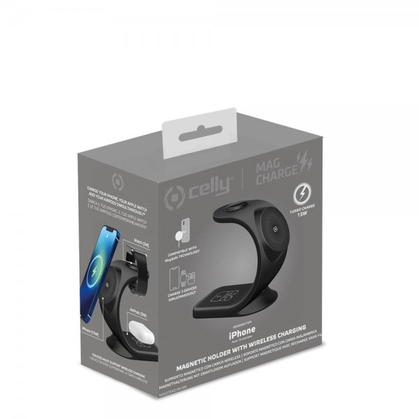 Celly MagCharge 3-i-1 Trådløs Oplader