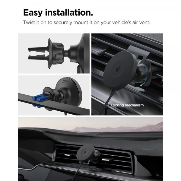 Spigen MagSafe-bilholder med Trådløs Opladning OneTap Pro 4 Air Vent