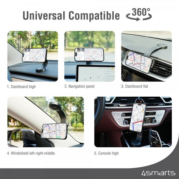 4smarts MagSafe Bilholder Qi2 Car Charging Set