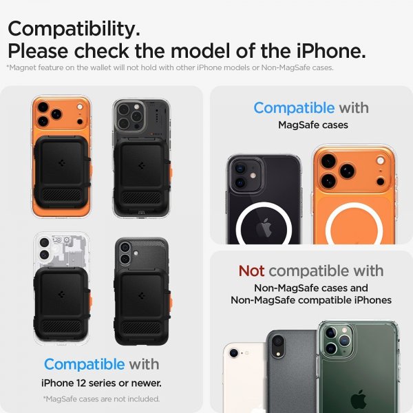 Spigen MagSafe Kortholder Lock Fit MagFit Sort