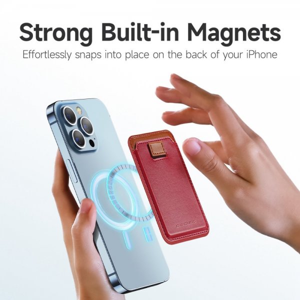 Dux Ducis MagSafe Kortholder Magnetic Leather Wallet Rød