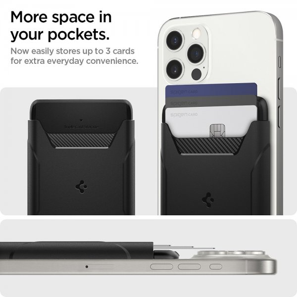 Spigen MagSafe Kortholder Rugged Armor 3 Cards MagFit Sort