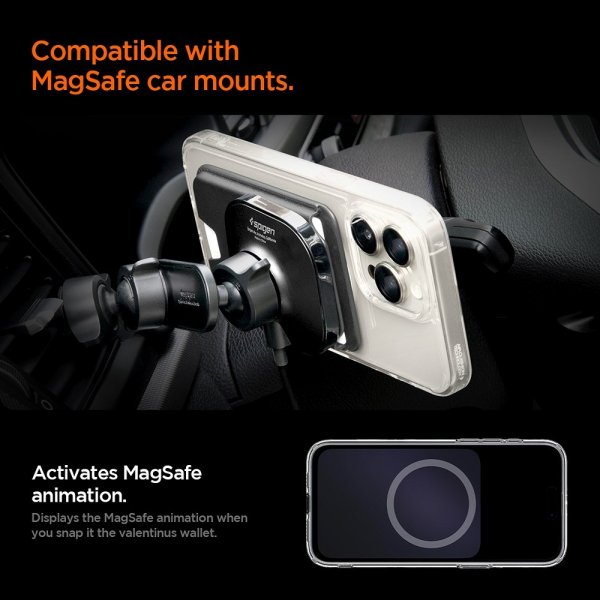 Spigen MagSafe Kortholder Valentinus 3 Kort Holder MagFit Plus Sort