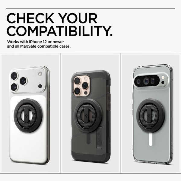 Spigen MagSafe O-Mag Mobilholder med Stativ Mag Fit Sort