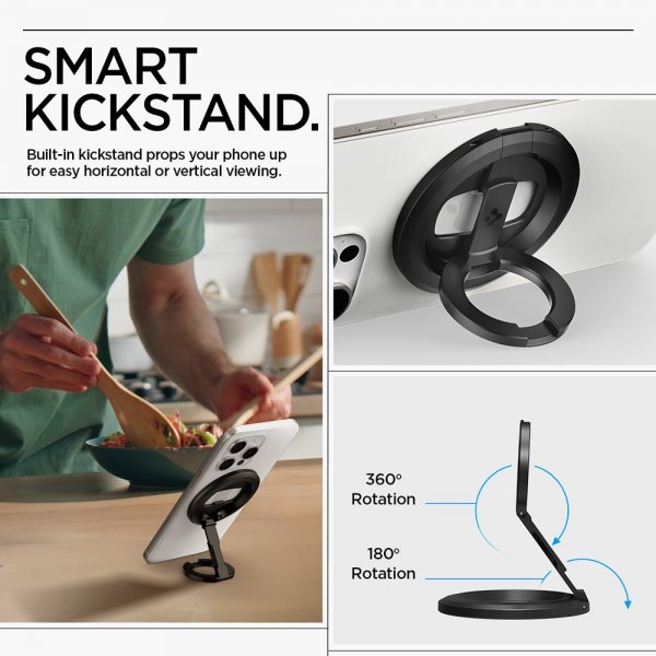Spigen MagSafe O-Mag Mobilholder med Stativ Mag Fit Sort