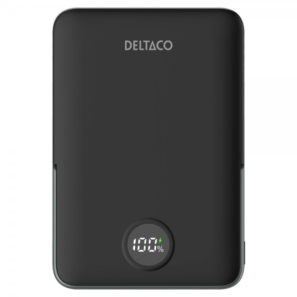 Deltaco MagSafe Powerbank med Stativ 5000 mAh 20W Sort