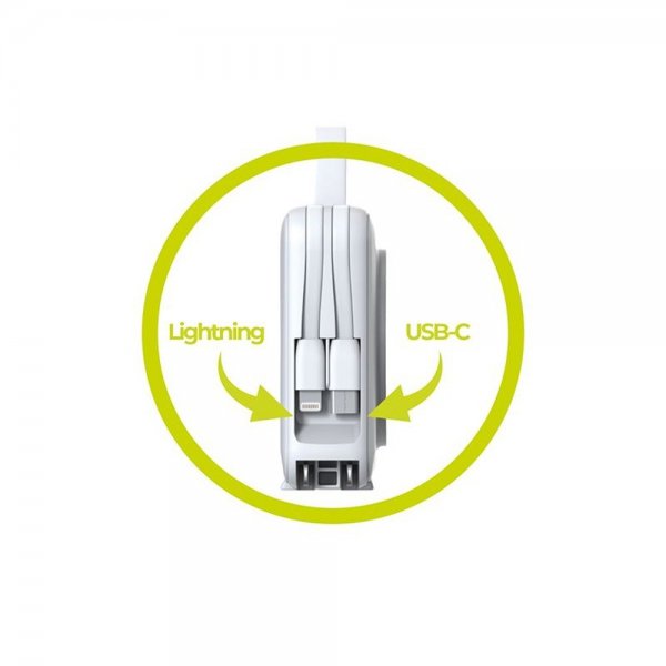 Mobile Origin MagSafe-powerbank/rejselader Indbyggede kabler/Apple Watch-opladning Hvid