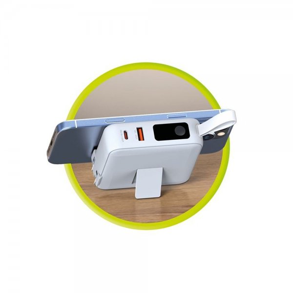 Mobile Origin MagSafe-powerbank/rejselader Indbyggede kabler/Apple Watch-opladning Hvid