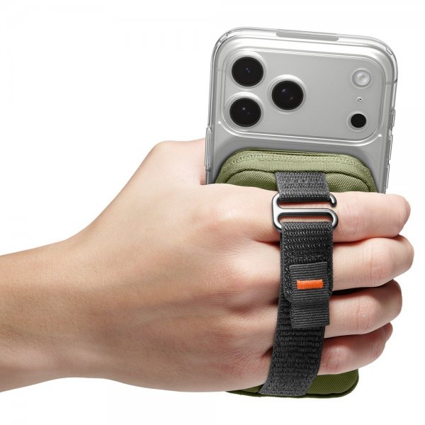 Spigen MagSafe Taske Bærbar Organizer Pouch Snap Zip MagFit Olivengrøn