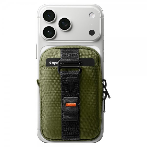 Spigen MagSafe Taske Bærbar Organizer Pouch Snap Zip MagFit Olivengrøn