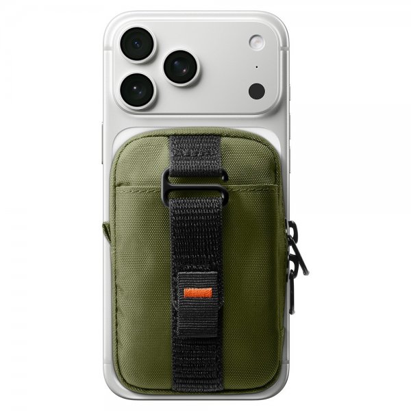 Spigen MagSafe Taske Bærbar Organizer Pouch Snap Zip MagFit Olivengrøn