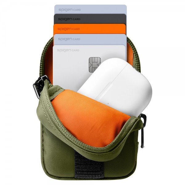 Spigen MagSafe Taske Bærbar Organizer Pouch Snap Zip MagFit Olivengrøn