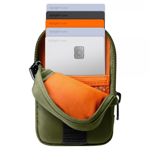 Spigen MagSafe Taske Bærbar Organizer Pouch Snap Zip MagFit Olivengrøn