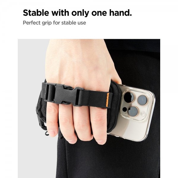 Spigen MagSafe Taske Bærbar Organiseringspung Snap Zip MagFit Sort