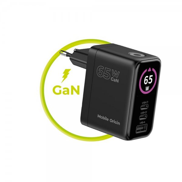 Mobile Origin Oplader med Display GaN 65W