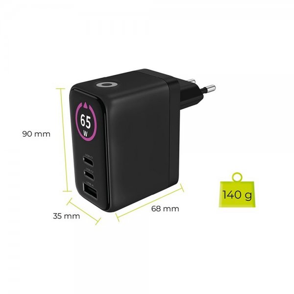 Mobile Origin Oplader med Display GaN 65W