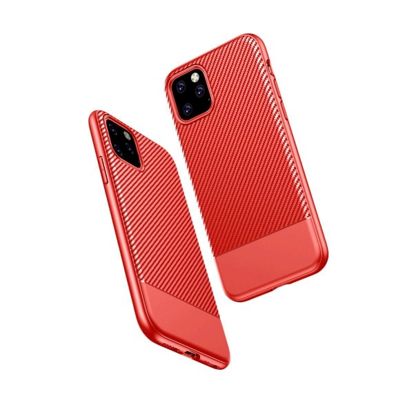 iPhone 11 Pro Max Cover Kulfibermønster Rød