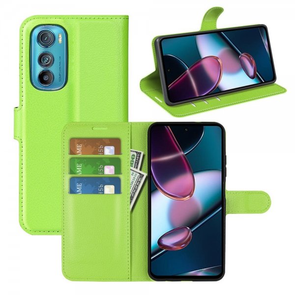Motorola Edge 30 Etui Litchi Grøn