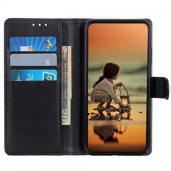 Motorola Edge 30 Etui Litchi Sort