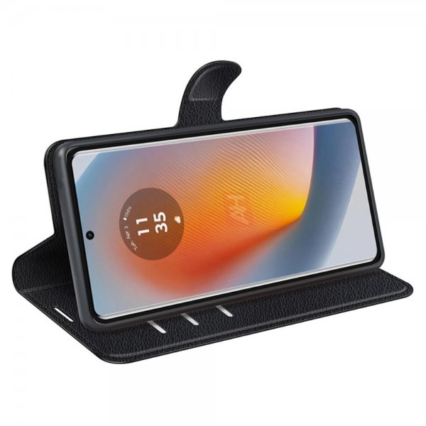 Motorola Edge 50 Fusion Etui Litchi Sort