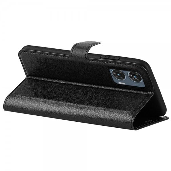 Motorola Edge 50 Fusion Etui Litchi Sort