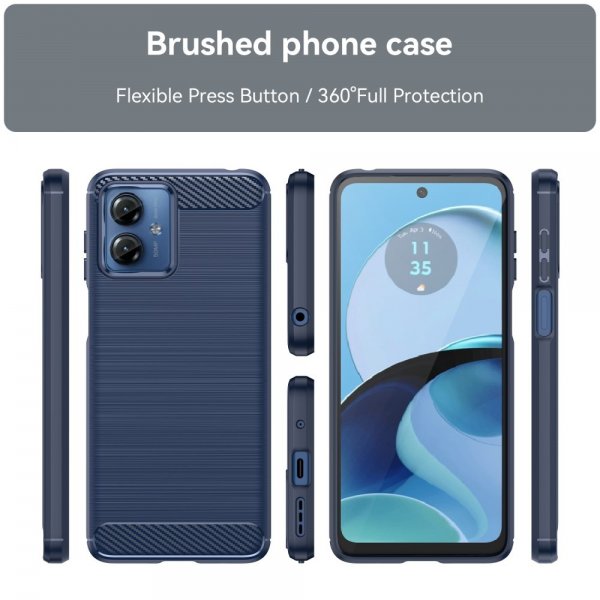 Motorola Moto G14 Cover Børstet Kulfibertekstur Blå