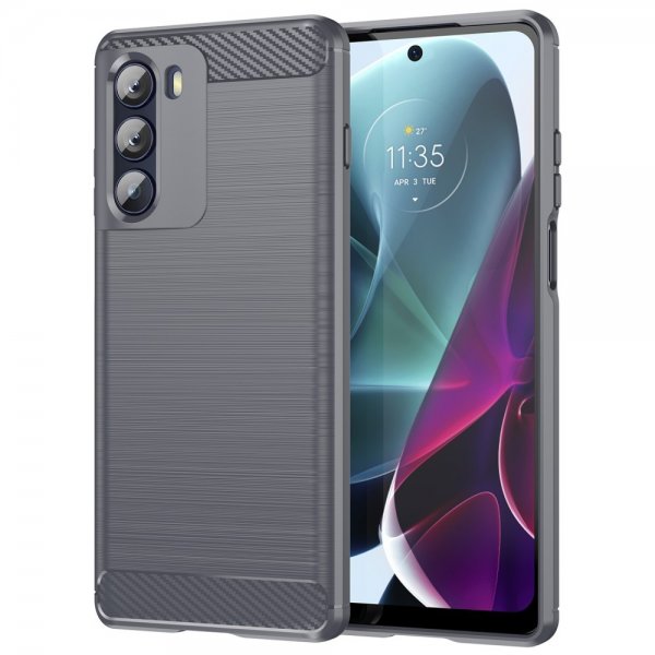 Motorola Moto G200 Cover Børstet Kulfibertekstur Grå