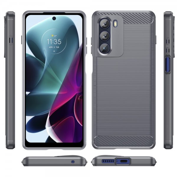 Motorola Moto G200 Cover Børstet Kulfibertekstur Grå