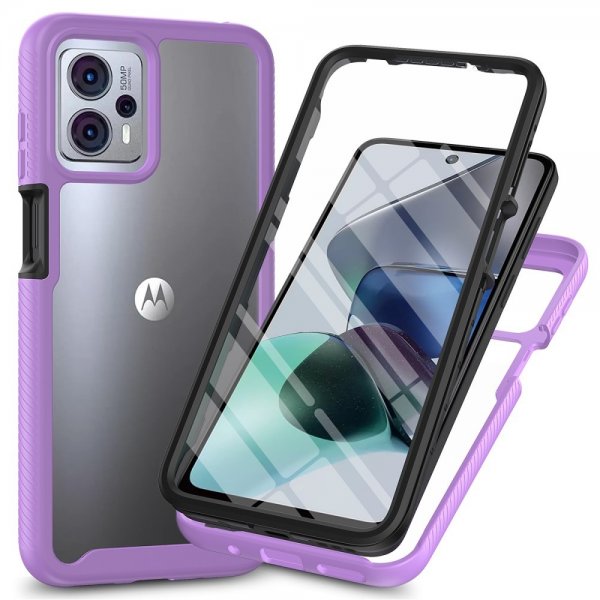 Motorola Moto G23 Cover med Indbygget skærmbeskyttelse Lilla