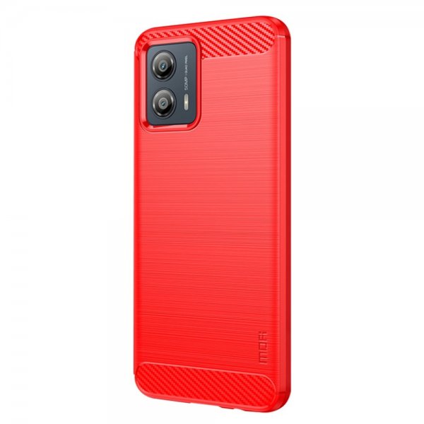 Mofi Motorola Moto G53 5G Cover Børstet Kulfibertekstur Rød