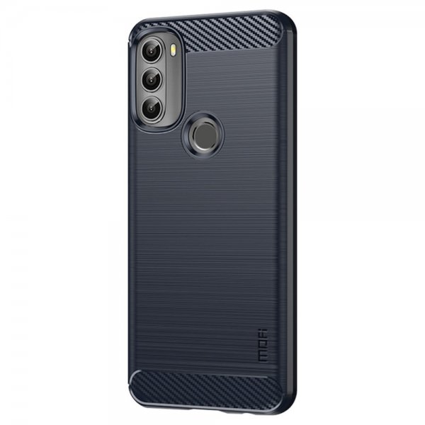 Mofi Motorola Moto G71 5G Cover Børstet Kulfibertekstur Blå