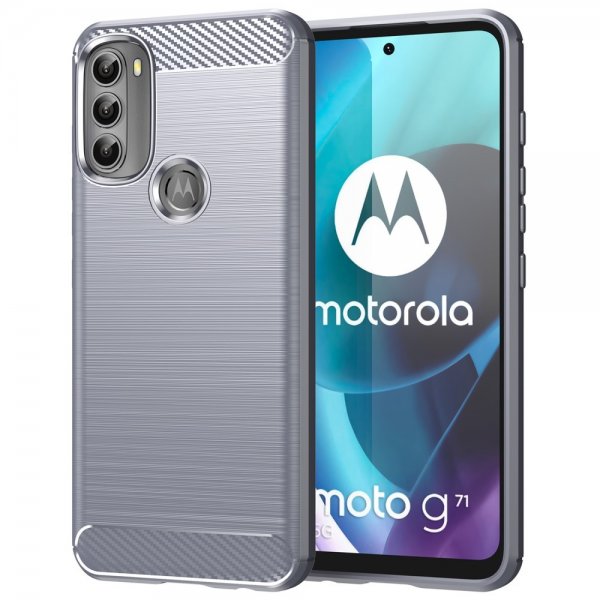 Motorola Moto G71 5G Cover Børstet Kulfibertekstur Grå