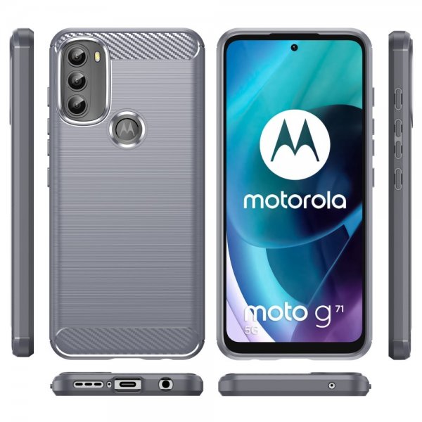 Motorola Moto G71 5G Cover Børstet Kulfibertekstur Grå