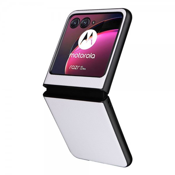 Motorola Razr 40 Ultra Cover Kulfibermønster Hvid