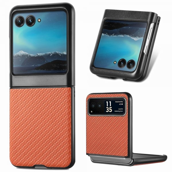 Motorola Razr 40 Ultra Cover Kulfibertekstur Brun