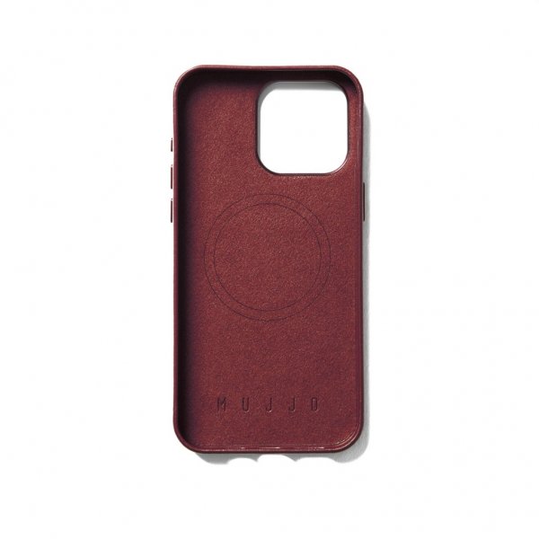 Mujjo iPhone 15 Pro Max Cover Full Leather Case MagSafe Burgundy