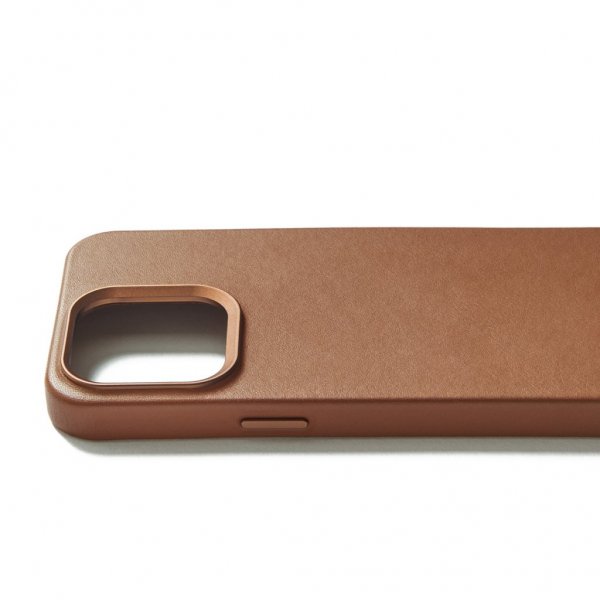 Mujjo iPhone 15 Pro Max Cover i fuldnarvet læder med MagSafe Dark Tan