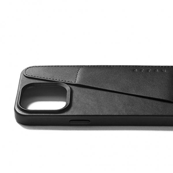 Mujjo iPhone 15 Pro Max Cover i fuldnarvet læder med kortholder MagSafe Sort
