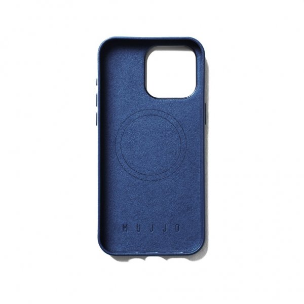 Mujjo iPhone 15 Pro Max Cover Full Leather Wallet Case MagSafe Monaco Blue