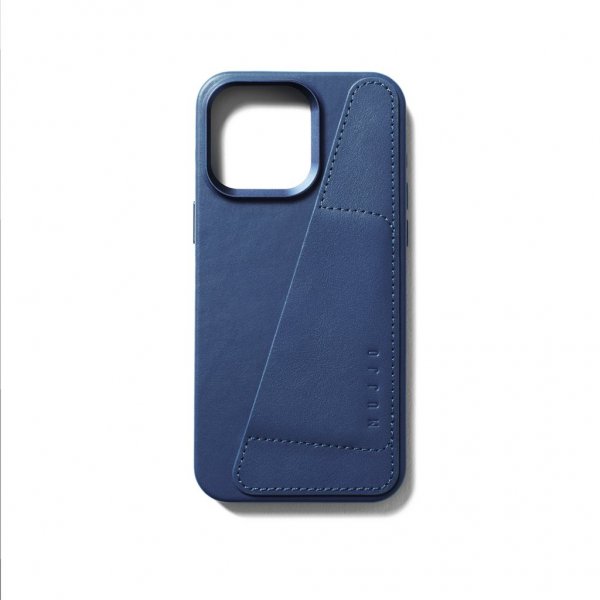 Mujjo iPhone 15 Pro Max Cover Full Leather Wallet Case MagSafe Monaco Blue